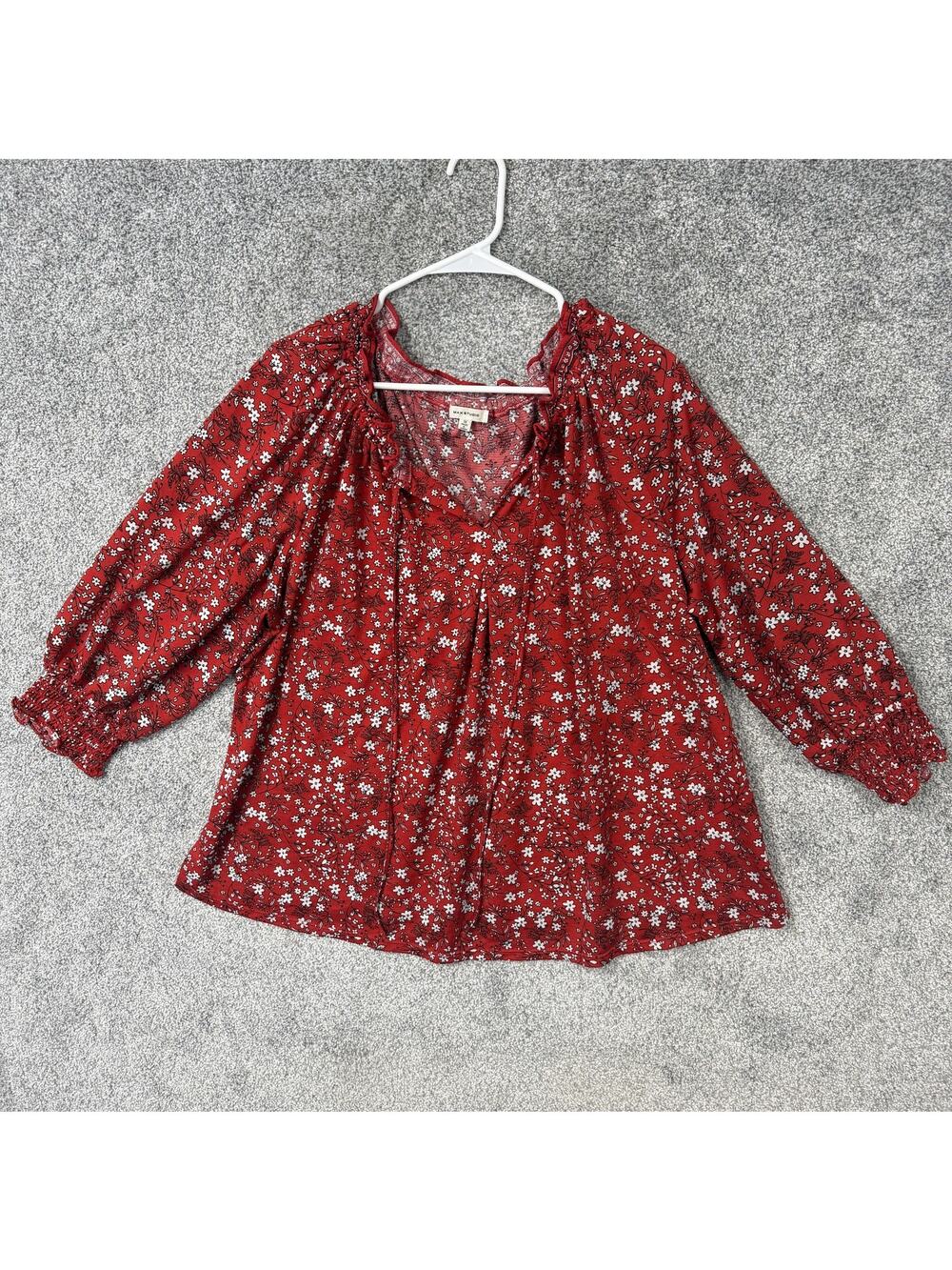 Max Studio Top 1X Boho Ditsy Floral Peasant Cottagecore Prairie Romantic Flowy